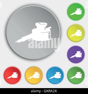 pen and ink icon sign. Symbol on five flat buttons. Vector Stock Vector