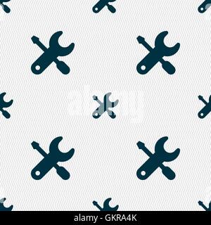 screwdriver, key, settings icon sign. Seamless pattern with geometric texture. Vector Stock Vector