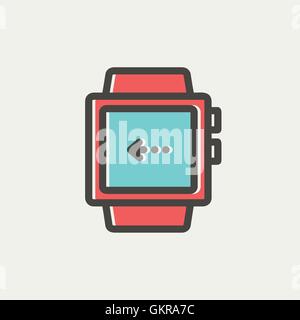 Smart watch thin line icon Stock Vector