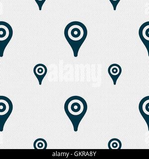 Map pointer, GPS location icon sign. Seamless pattern with geometric texture. Vector Stock Vector