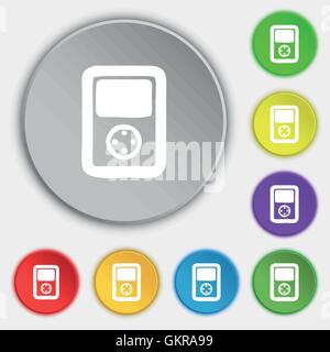 Tetris, video game console icon sign. Symbol on five flat buttons. Vector Stock Vector