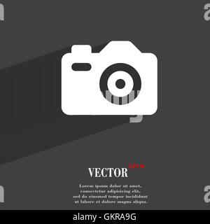 Photo camera icon symbol Flat modern web design with long shadow and ...