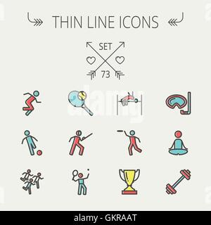 Thin line sports and fitness icons set for website and mobile site