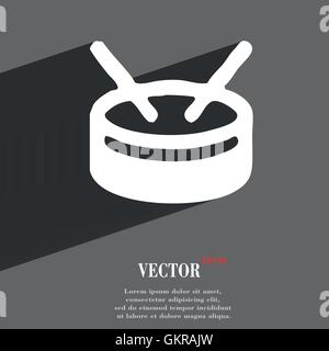 drum icon symbol Flat modern web design with long shadow and space for your text. Vector Stock Vector
