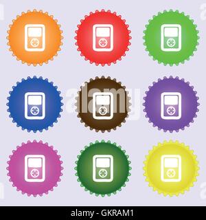 Tetris icon sign. A set of nine different colored labels. Vector ...