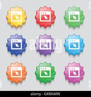 the dialog box icon sign. symbol on nine wavy colourful buttons. Vector Stock Vector