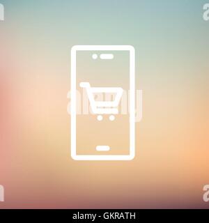 Map and location of shopping cart thin line icon Stock Vector
