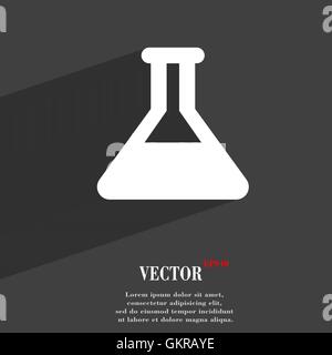Conical Flask icon symbol Flat modern web design with long shadow and space for your text. Vector Stock Vector