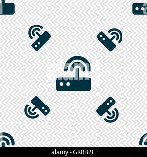 Wi fi router icon sign. Seamless pattern with geometric texture. Vector Stock Vector