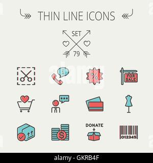 Business shopping thin line icon set Stock Vector