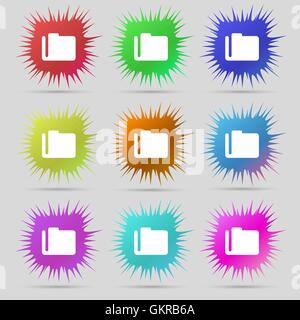 Document folder icon sign. A set of nine original needle buttons. Vector Stock Vector