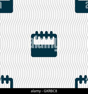 Notepad, calendar icon sign. Seamless pattern with geometric texture. Vector Stock Vector