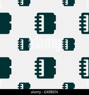 Notepad, calendar icon sign. Seamless pattern with geometric texture. Vector Stock Vector