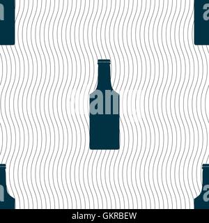 bottle icon sign. Seamless pattern with geometric texture. Vector Stock Vector
