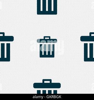 Recycle bin icon sign. Seamless pattern with geometric texture. Vector Stock Vector