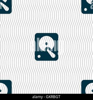 hard disk icon sign. Seamless pattern with geometric texture. Vector Stock Vector