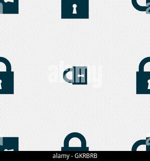 closed lock icon sign. Seamless pattern with geometric texture. Vector Stock Vector