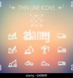 Construction thin line icon set Stock Vector