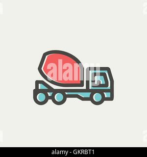 Concrete mixer truck thin line icon Stock Vector