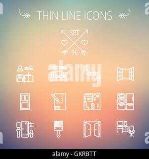 Construction thin line icon set Stock Vector