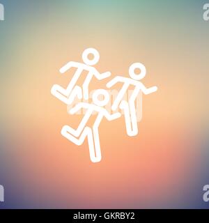 Marathon runners thin line icon Stock Vector