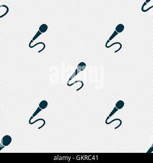 microphone icon sign. Seamless pattern with geometric texture. Vector Stock Vector