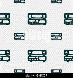 radio, receiver, amplifier icon sign. Seamless pattern with geometric texture. Vector Stock Vector