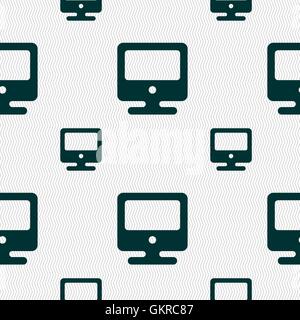monitor icon sign. Seamless pattern with geometric texture. Vector Stock Vector