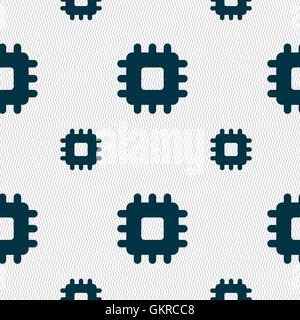Central Processing Unit icon sign. Seamless pattern with geometric texture. Vector Stock Vector