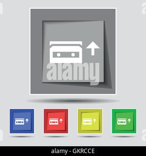 audio cassette icon sign on original five colored buttons. Vector Stock Vector