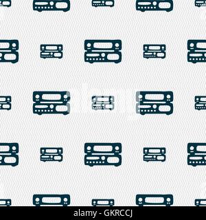 radio, receiver, amplifier icon sign. Seamless pattern with geometric texture. Vector Stock Vector