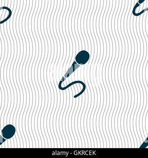 microphone icon sign. Seamless pattern with geometric texture. Vector Stock Vector