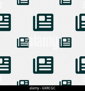 book, newspaper icon sign. Seamless pattern with geometric texture. Vector Stock Vector