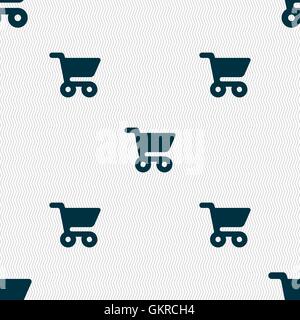 shopping basket icon sign. Seamless pattern with geometric texture. Vector Stock Vector