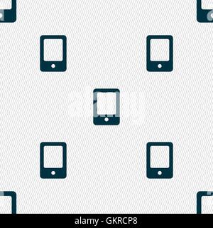 Tablet icon sign. Seamless pattern with geometric texture. Vector Stock Vector