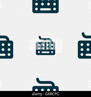 keyboard icon sign. Seamless pattern with geometric texture. Vector Stock Vector