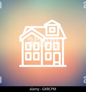 House with chimney thin line icon Stock Vector