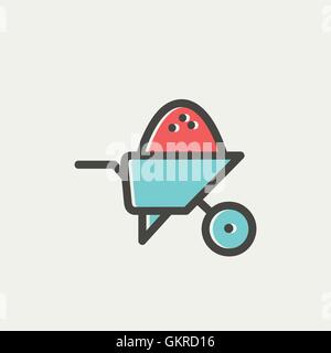 Wheelbarrow full of sand  thin line icon Stock Vector
