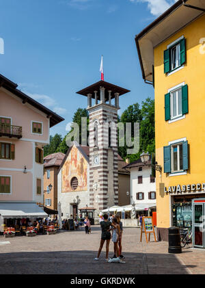 The main square in Tonadico, Trentino,  Trentino-Alto Adige/Südtirol, Italy Stock Photo