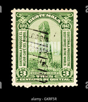 Postage stamp from Guatemala depicting the Mayan stele at Quirigua Stock Photo