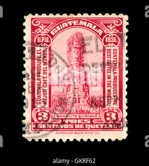 Postage stamp from Guatemala depicting the Mayan stele at Quirigua Stock Photo