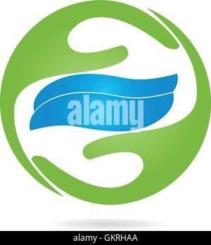 logo,hands,waves,water Stock Vector
