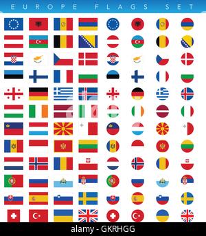 Europe Flags Set Stock Vector