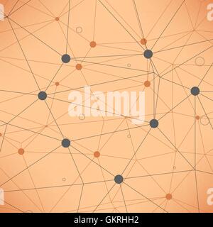 Abstract Geometric Texture Isolated on Orange Background.  Dots and Connections Stock Vector
