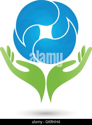 four drops logo,water,hands Stock Vector