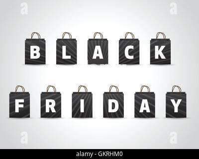 Black friday background with black shopping bags Stock Vector