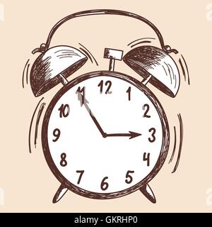 Ringing Alarm Clock - Retro Clipart Illustration Stock Vector Image ...
