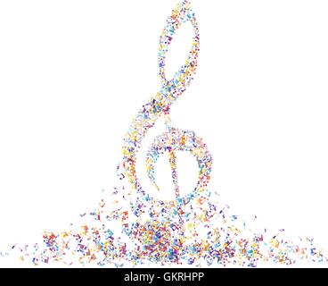 Multicolor musical note staff Stock Vector