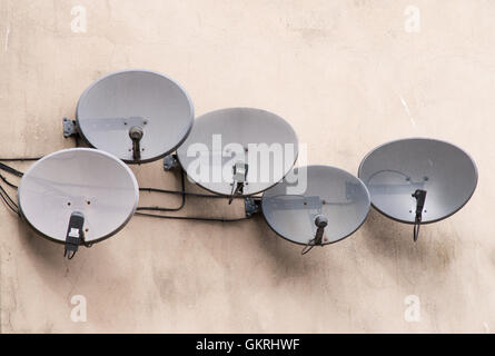 An array of TV satellite dishes, Kingston upon Hull, Yorkshire, England, UK Stock Photo