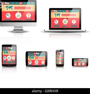 Scalable responsive web design symbol. Same layout on PC and tablet ...